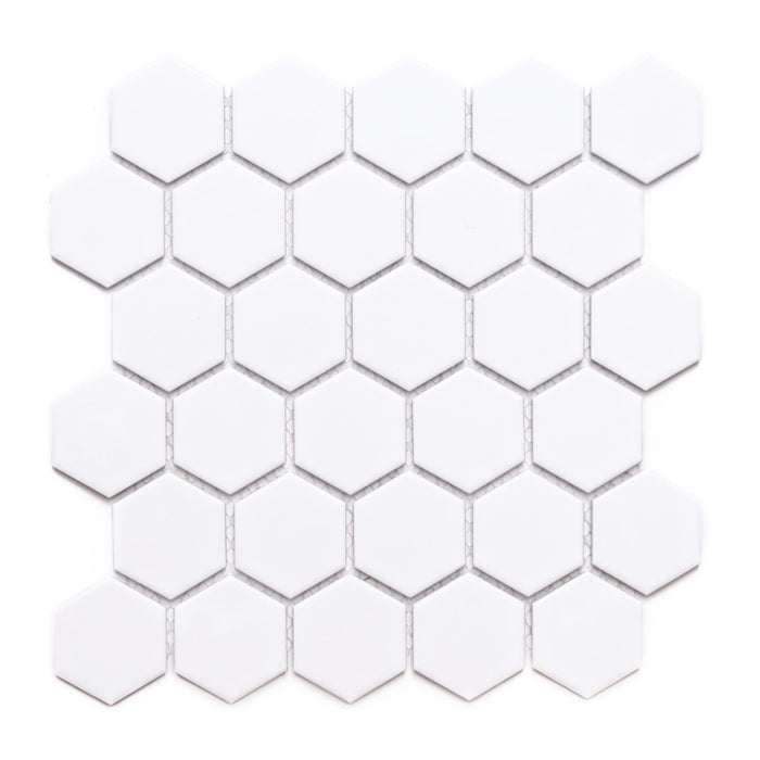 Hexagon in White 2x2 Tile