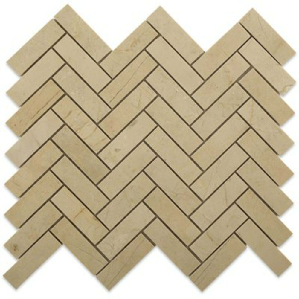 Crema Marfil in Crema Marfil 1x3 Herringbone Natural Stone