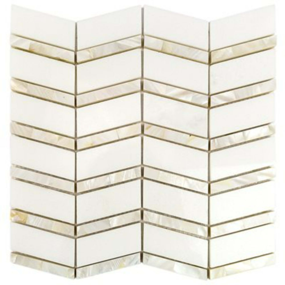 Heraldry in White Thassos With Mother Of Pearl Line Natural Stone