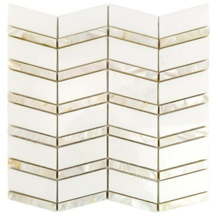 Heraldry in White Thassos With Mother Of Pearl Line Natural Stone