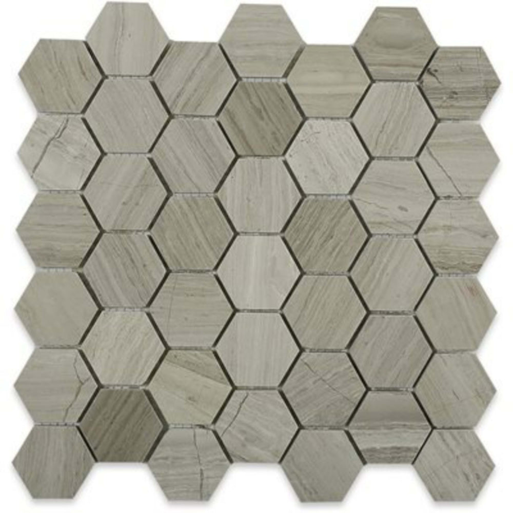 Wooden Beige in Wooden Beige 2'' Hexagon Natural Stone