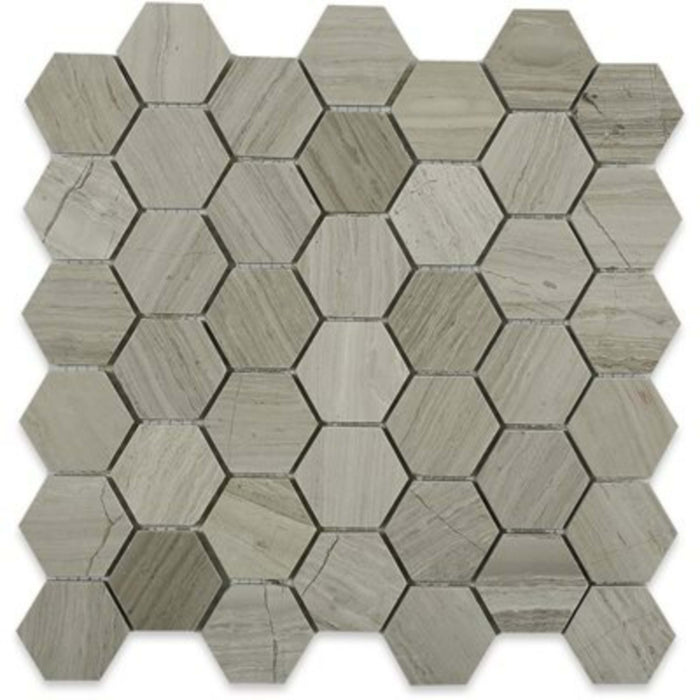 Wooden Beige in Wooden Beige 2'' Hexagon Natural Stone