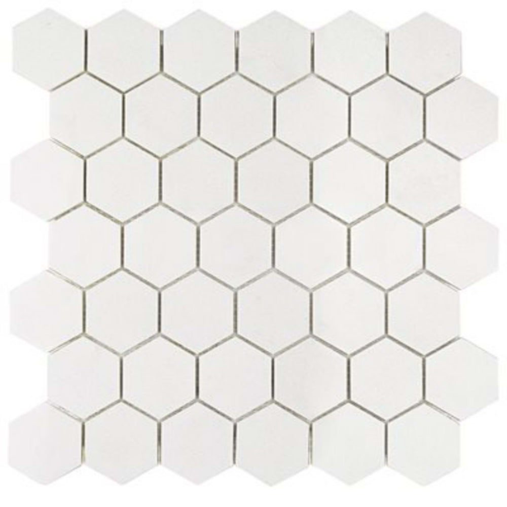 White Thassos in White Thassos 2'' Hexagon Natural Stone