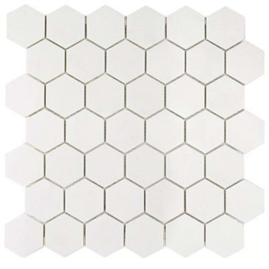 White Thassos in White Thassos 2'' Hexagon