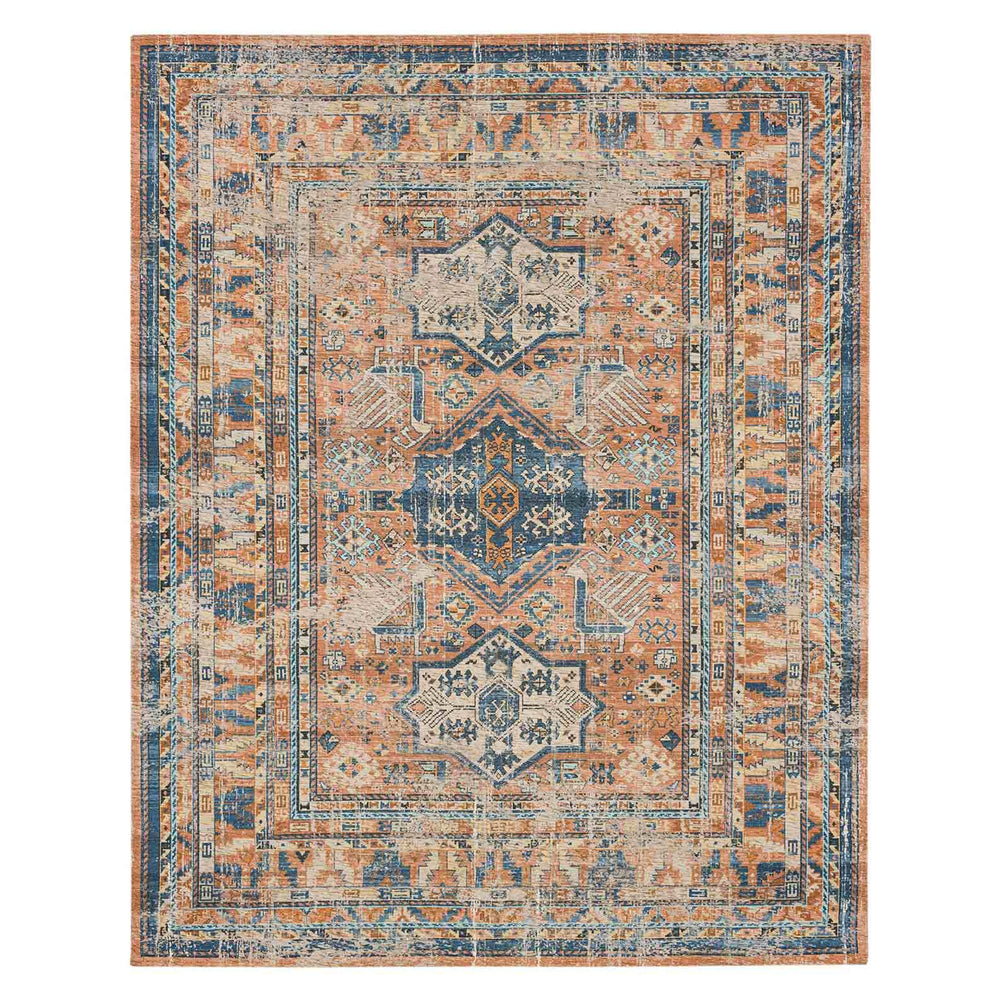 Haykota Terracotta/Rust Blue in Terracotta/Rust Blue 8'X10' Area Rugs