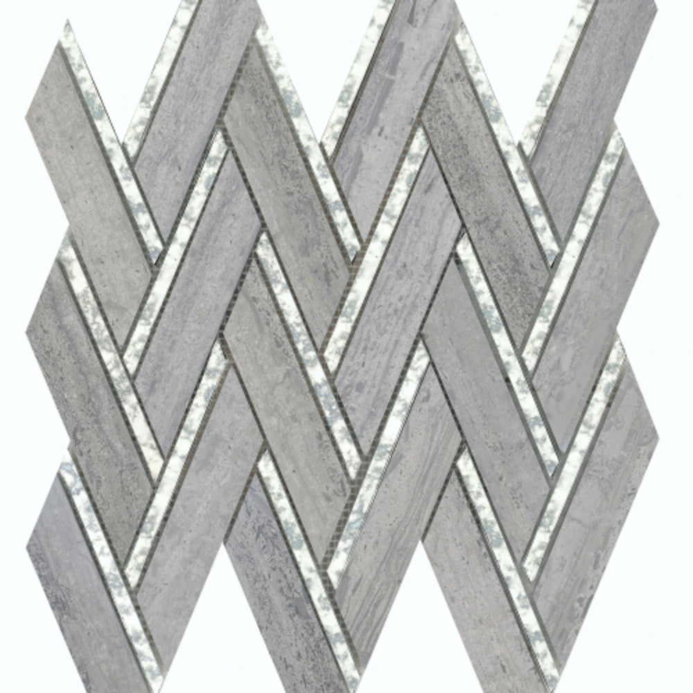 Impulse in Blue Chevron Glass Tile