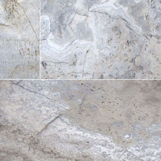 Silver Travertine in Gray-Light 8x16