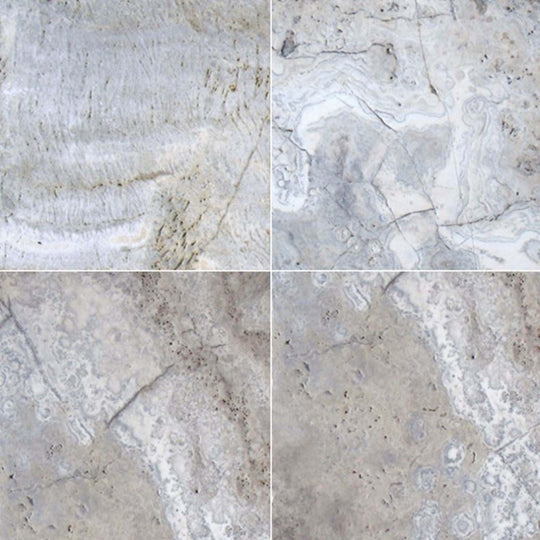 Silver Travertine in Gray-Light 8x8