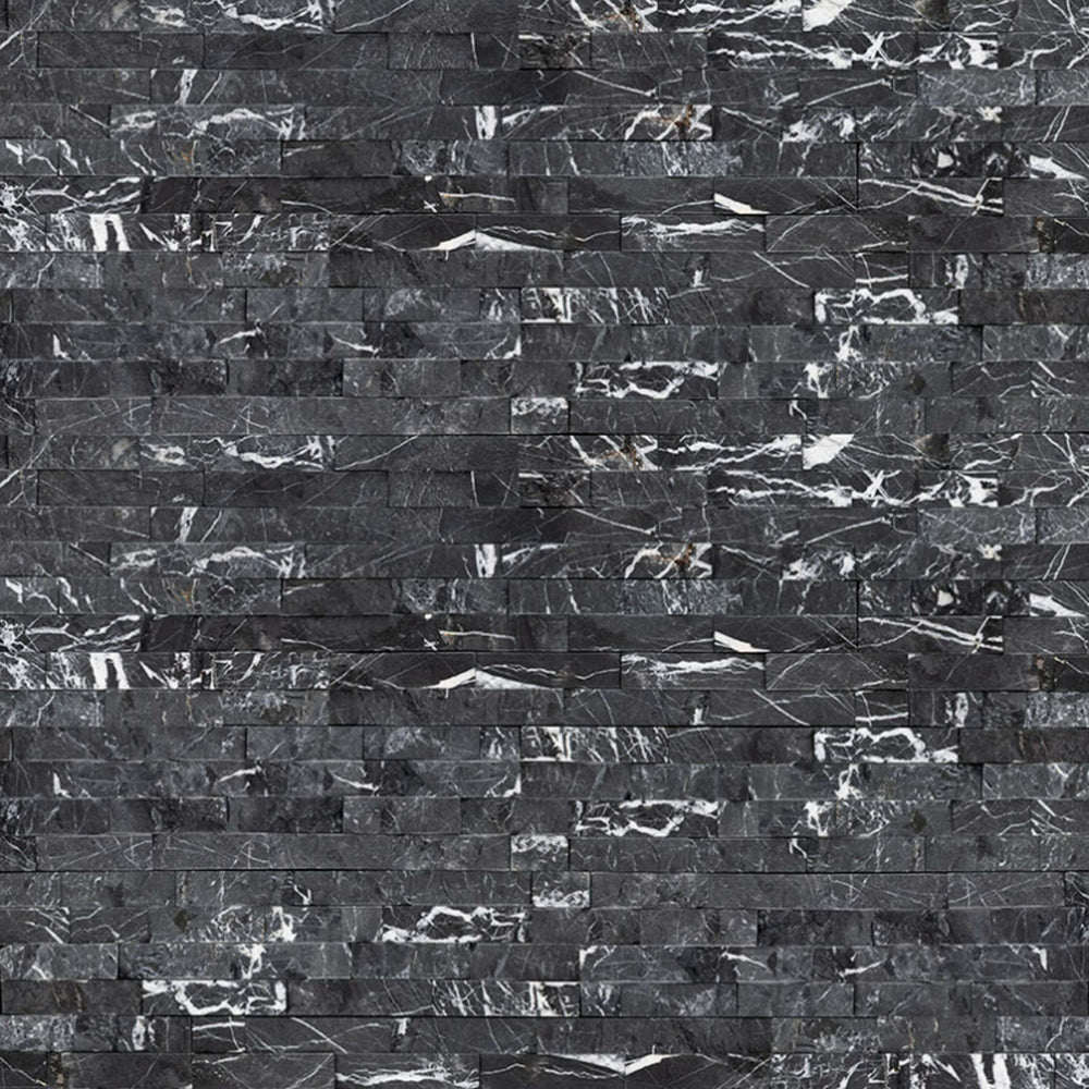Rockmount Stacked Stone Collection in Marquina Nero Natural Stone