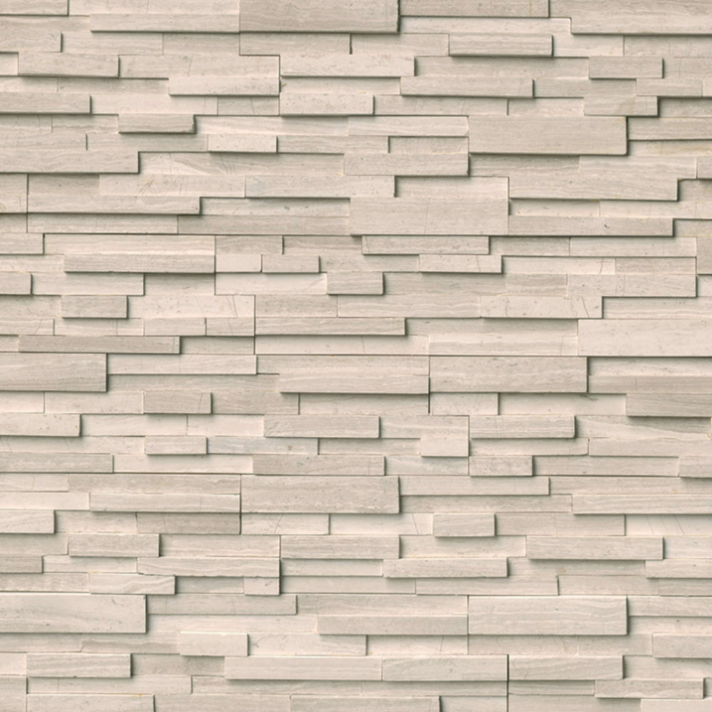 Rockmount Stacked Stone Collection in White Oak 3d Honed Natural Stone