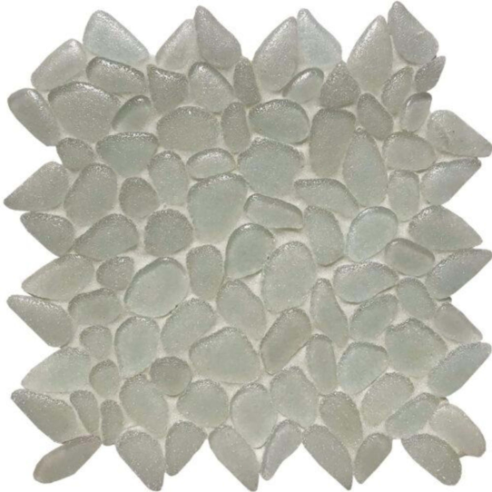 Liquid Rocks in Glacier White Glass Tile