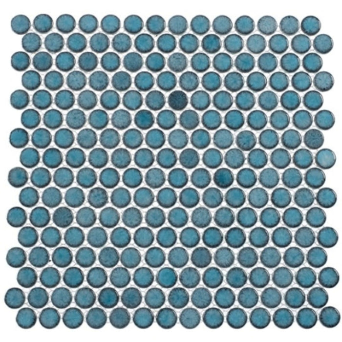 Greenwich Collection Penny Round in Lafayette Blue (Penny Round) Glass Tile