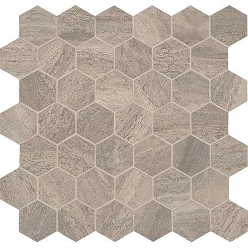 Predella in Reverent Taupe Blend Mosaic (2" Hexagon) - 12x12 Tile
