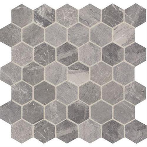 Predella in Meta Silver Mosaic (2" Hexagon) - 12x12 Tile