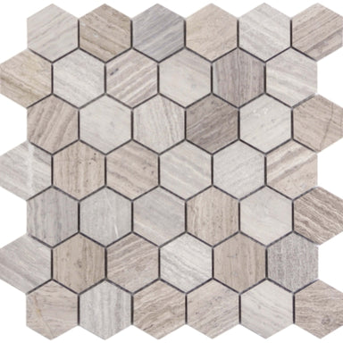 Metro in Gray - 2" Mixed Hexagon Honed Natural Stone