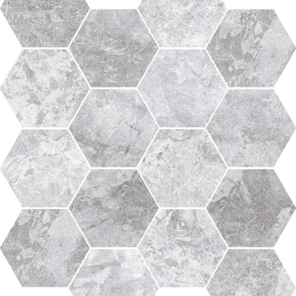 Antica in Grey Marble Hex Mosaic Tile