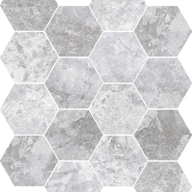 Antica in Grey Marble Hex Mosaic Tile