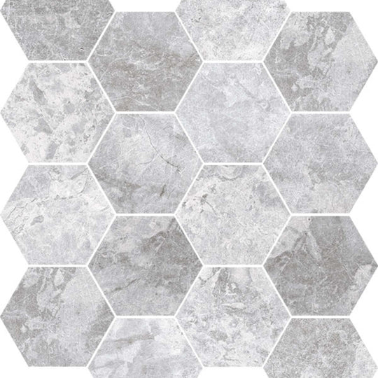 Antica in Grey Marble Hex Mosaic