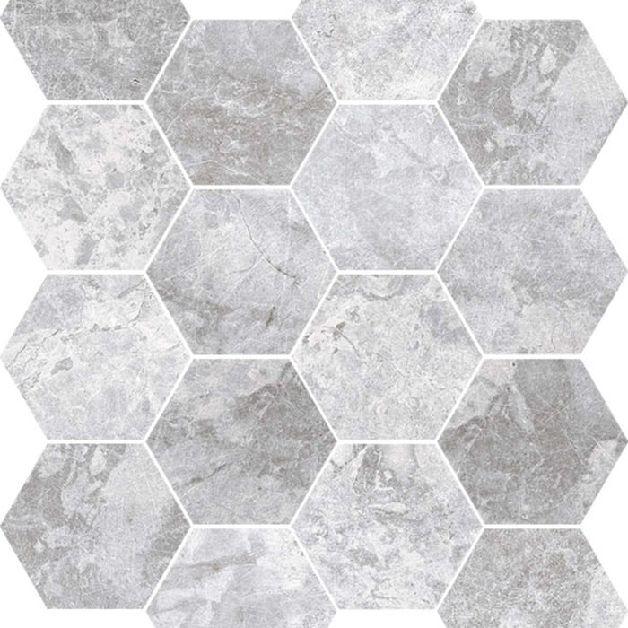 Antica in Grey Marble Hex Mosaic Tile