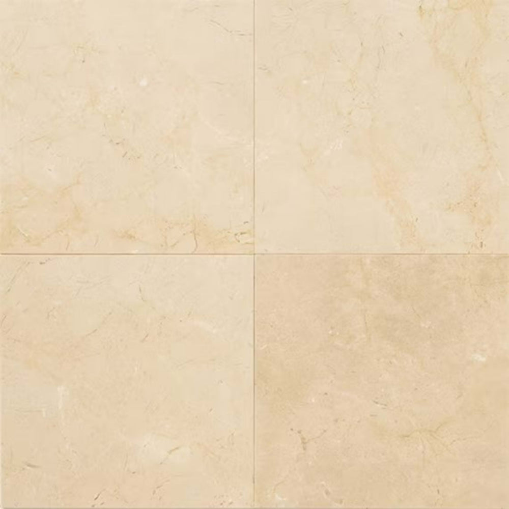 Marble in Crema Marfil El-12x12x.375-Polished Natural Stone