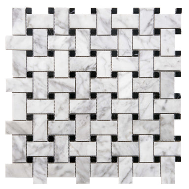 Basketweave in Carrara And Nero Nerquina Natural Stone