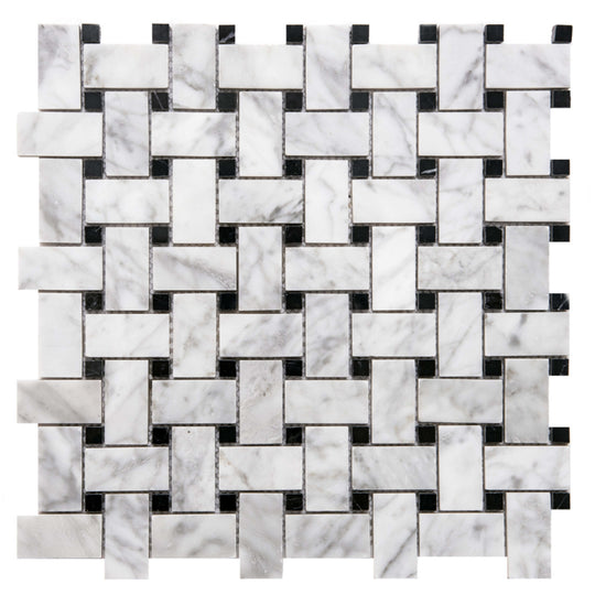 Basketweave in Carrara And Nero Nerquina