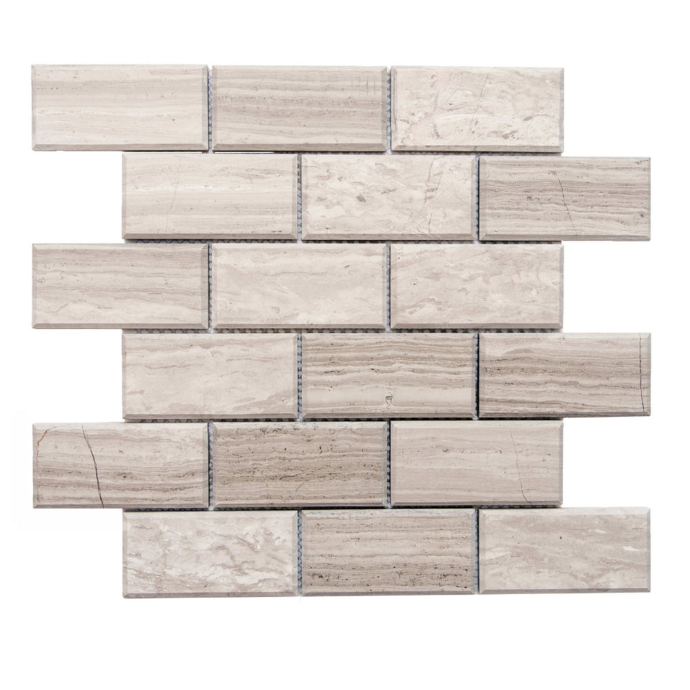 Beveled in Wooden White Natural Stone