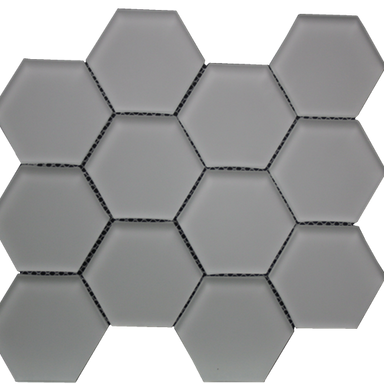 Simpson Desert Glass in Hexagon - Urban Mist Matte Glass Tile