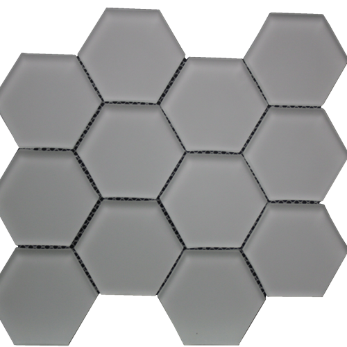 Simpson Desert Glass in Hexagon - Urban Mist Matte Glass Tile