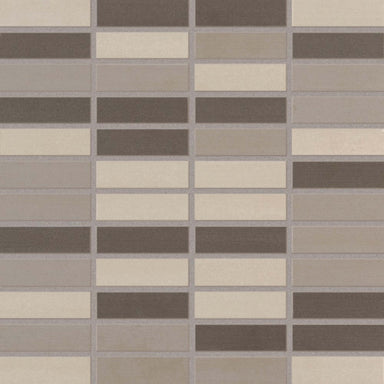 Shades 2.0 in Warm Grays Linear Mosaic 1"x3" Tile
