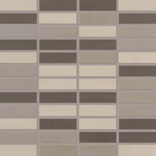 Shades 2.0 in Warm Grays Linear Mosaic 1"x3"