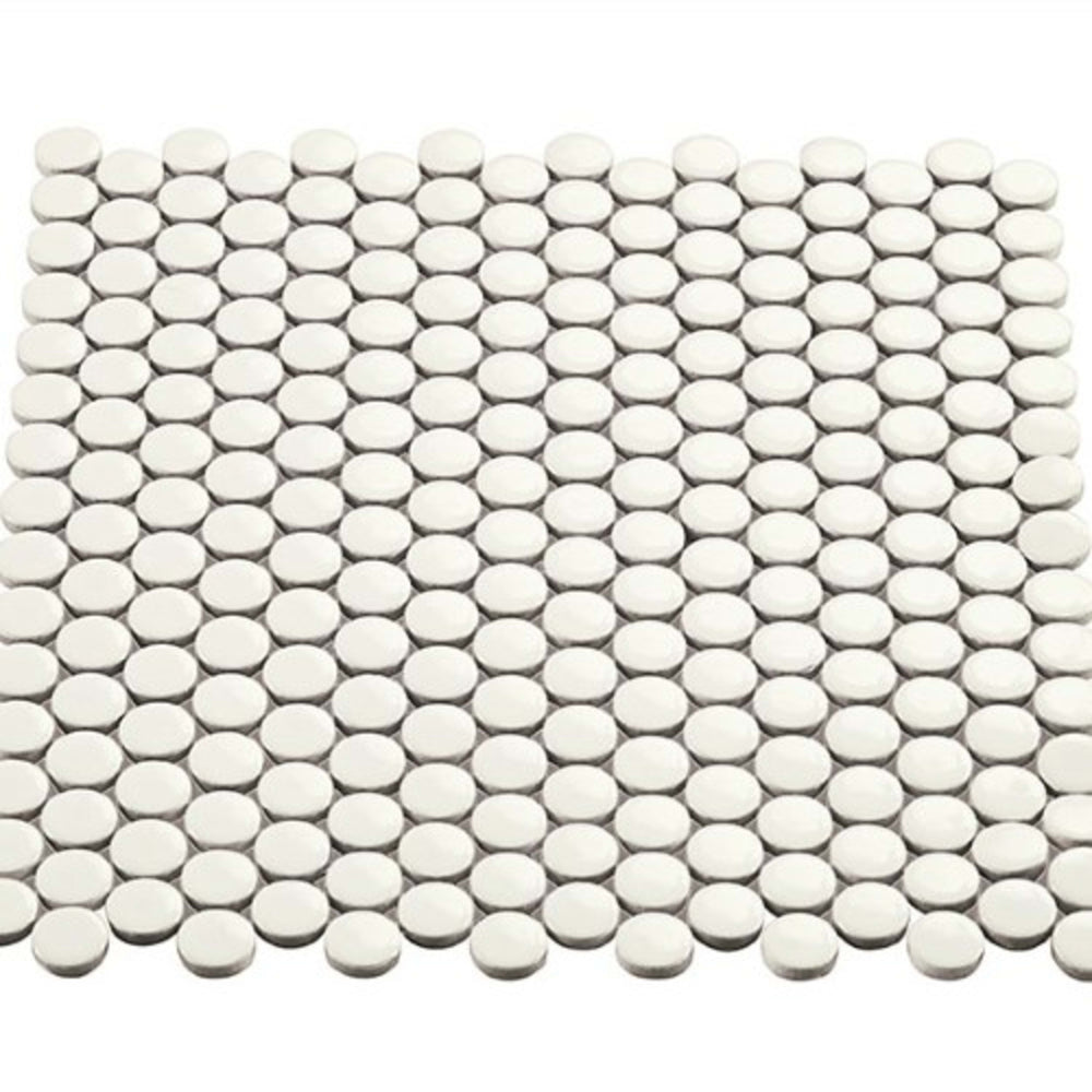 Multiplier in White Circle Mosaic 1"x1" Gloss Tile