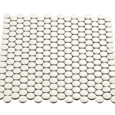 Multiplier in White Circle Mosaic 1"x1" Gloss Tile