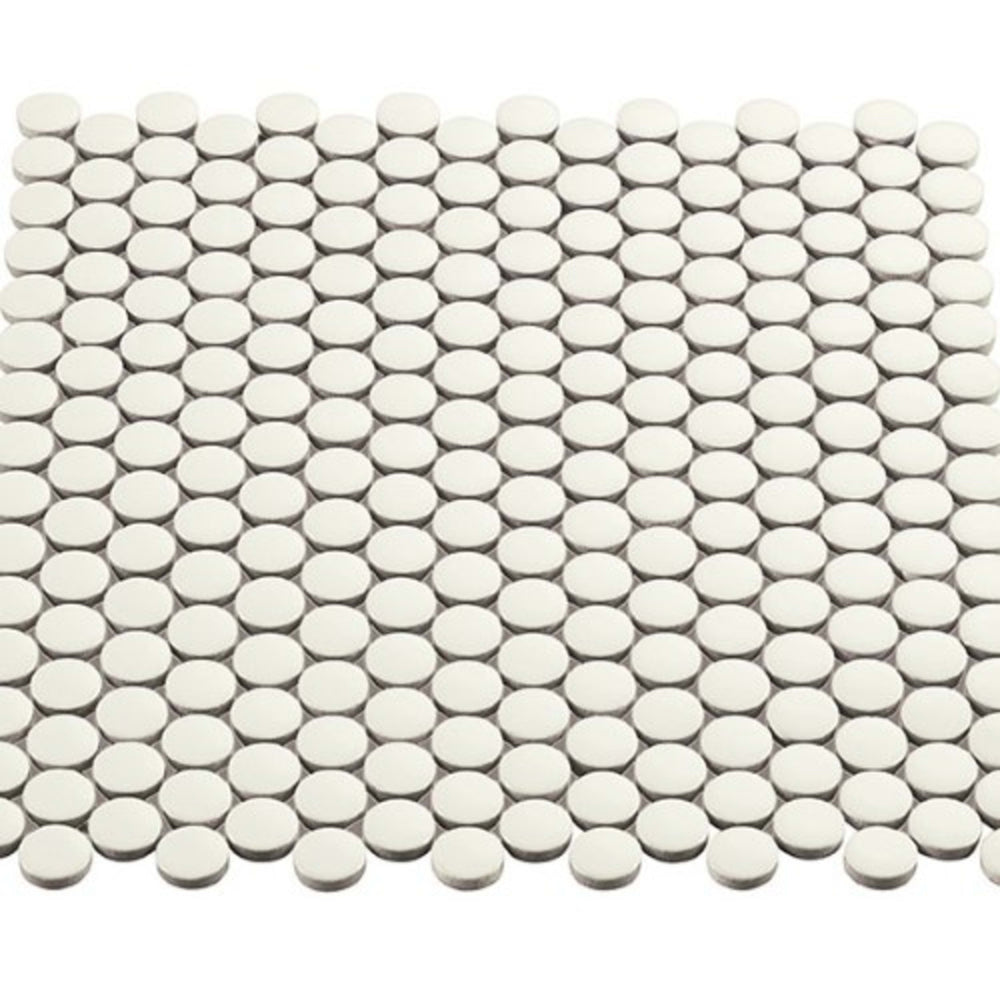 Multiplier in White Circle Mosaic 1"x1" Matte Tile