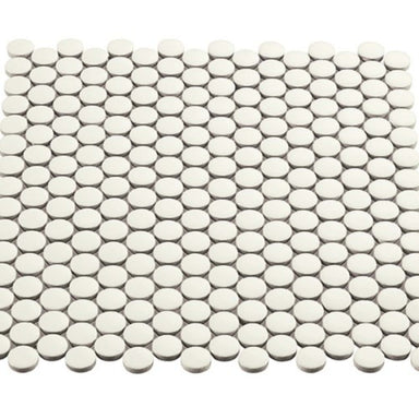 Multiplier in White Circle Mosaic 1"x1" Matte Tile