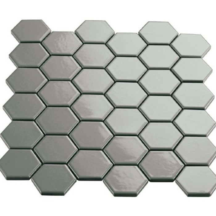 Multiplier in Grey Hexagon Mosaic 2"x2" Gloss Tile