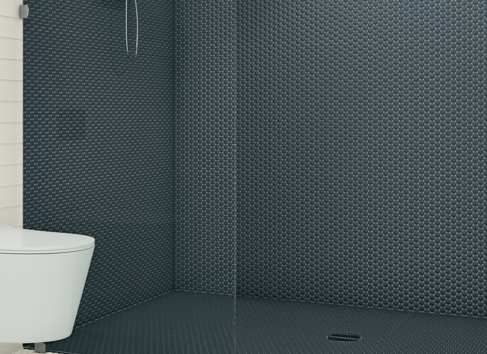 Multiplier in White Circle Mosaic 1"x1" Matte