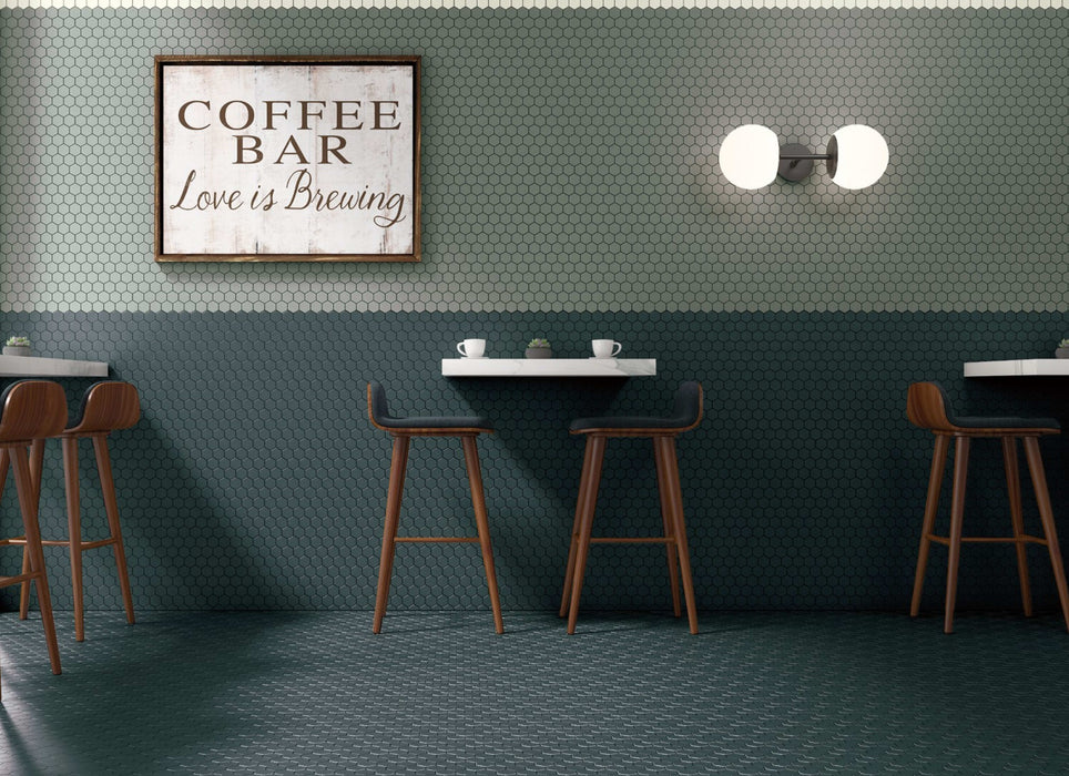 Multiplier in Dark Grey Hexagon Mosaic 2"x2" Gloss