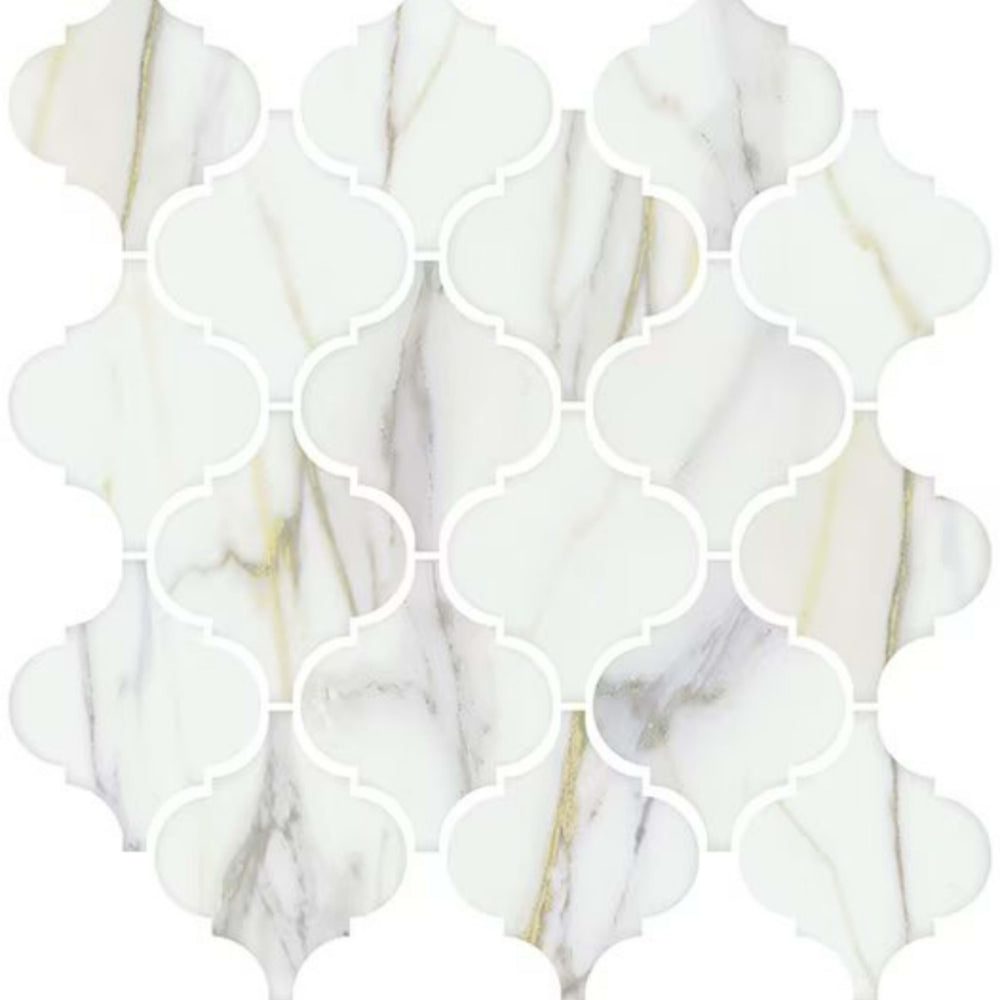 Mythique Marble in Calacatta Matte Arabesque Tile