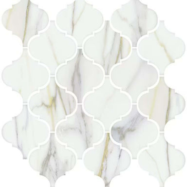 Mythique Marble in Calacatta Matte Arabesque Tile
