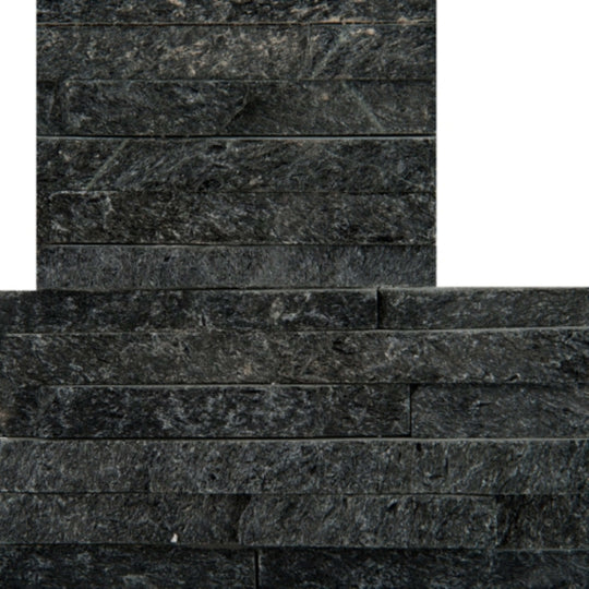 SLATE, QUARTZITE & SANDSTONE in Black Quartzite - Mini Stacked Mini Corner Set 6" X 24" X 1.25"