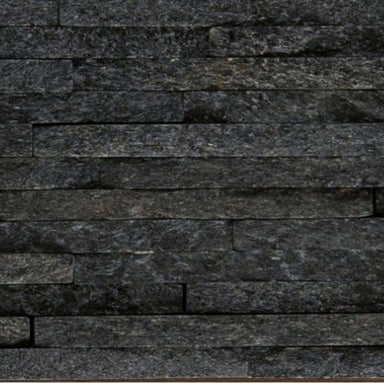 SLATE, QUARTZITE & SANDSTONE in Black Quartzite - Mini Stacked 6" X 24" Natural Stone