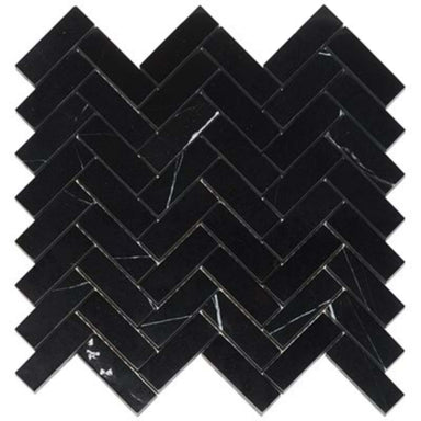 Nero Marquina in Nero Marquina 1x3 Herringbone Natural Stone