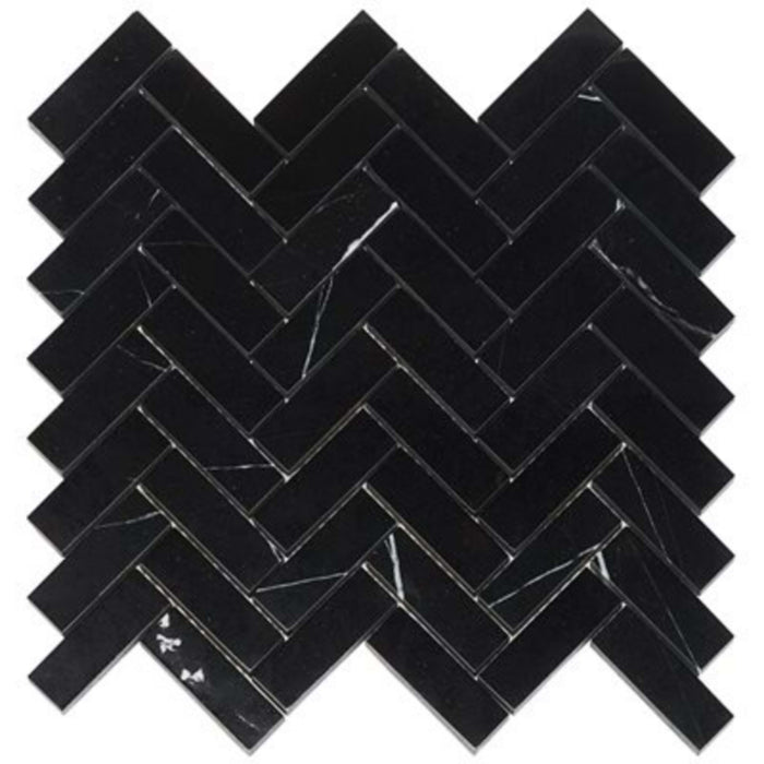 Nero Marquina in Nero Marquina 1x3 Herringbone Natural Stone