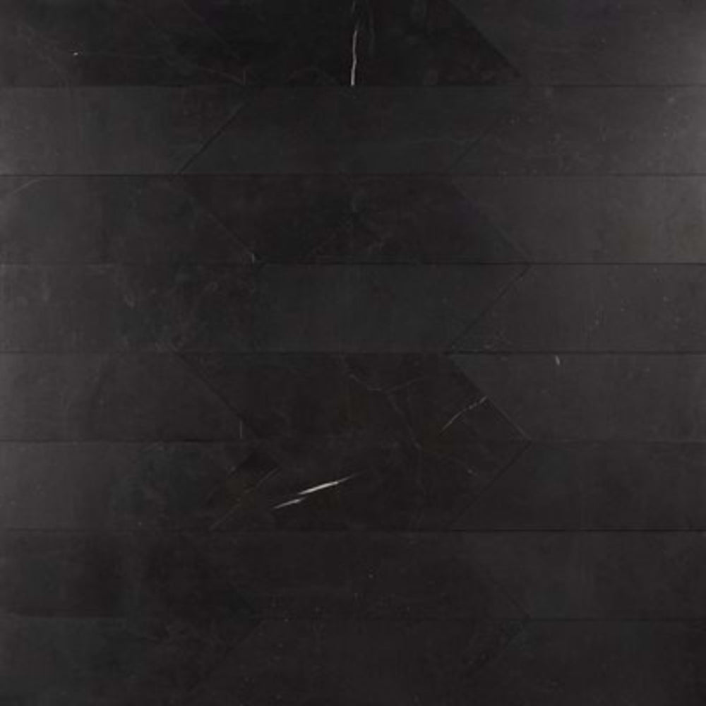 Nero Marquina in Nero Marquina 3x12 Chevron Honed Natural Stone
