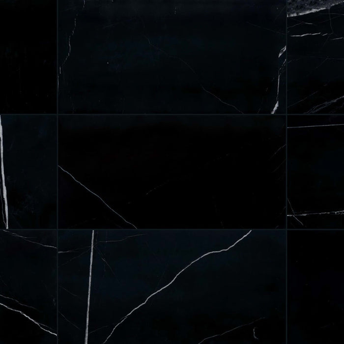 Pietra Divina in Nero Marquina 4 X 12 Honed Natural Stone