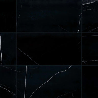 Pietra Divina in Nero Marquina 12 X 24 Honed Natural Stone