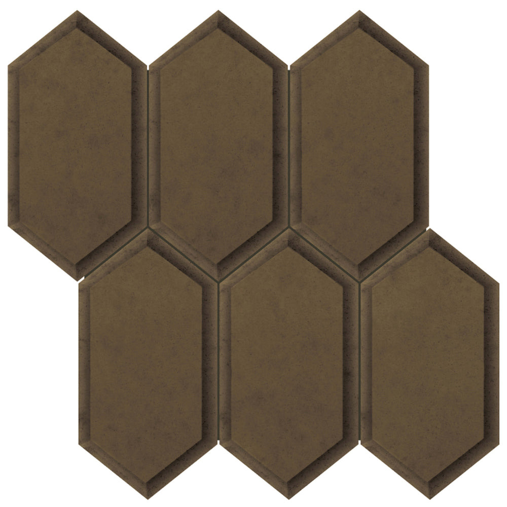 Obsidian in Antique Bronze Beveled Hexagon Glass Tile
