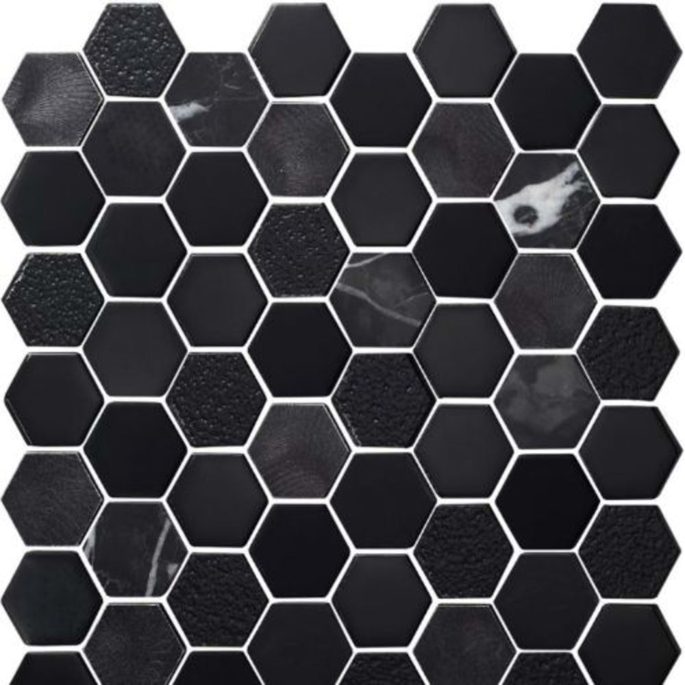 Finish Line in Obsidian Metallic 2 Hexagon Tile