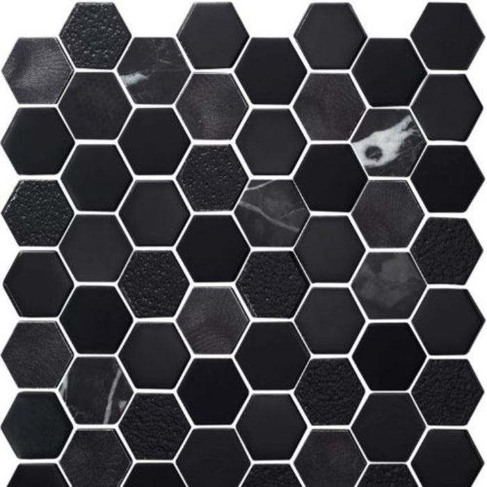 Finish Line in Obsidian Metallic 2 Hexagon Tile